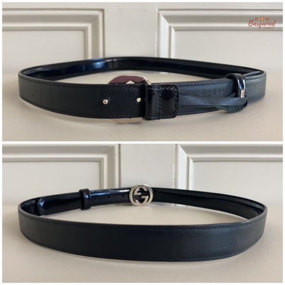 Authentic Gucci Black Coated Calfskin Leather Interlocking G Buckle Belt 90/36 main image 5